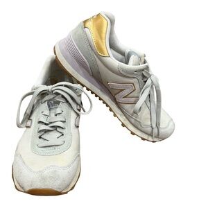 🏃‍♀️ New Balance 515 Women’s Sneakers – Light Cream with Gold & Grey, Size 8.5 ✨